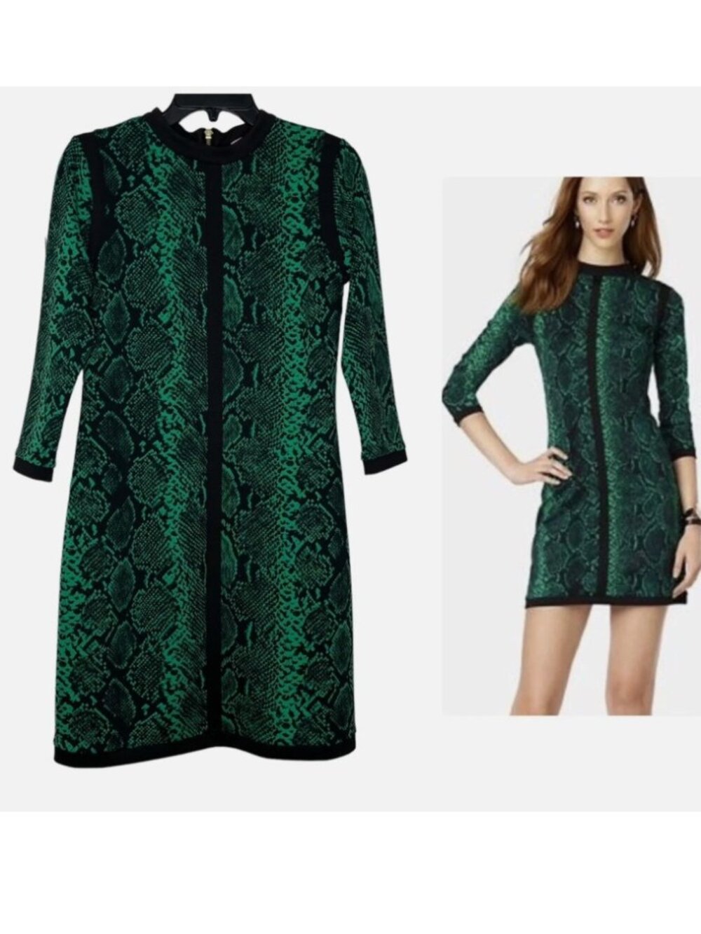 Juicy Couture Womens Dress Size Medium Snake Print 3/4 Sleeve Stretchy Party